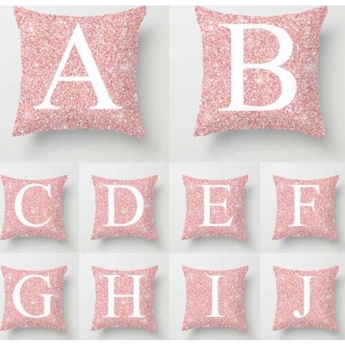 Sequin Pattern Pink Letter Polyester Pillowcase 45*45 cm Printed Pillow Case Gorgeous Style Cushion Cover Car Home Decor