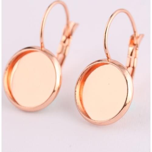 Reidgaller 10pcs rose gold stainless steel lever back earring findings 12mm cabochon earring base blanks diy bezel settings