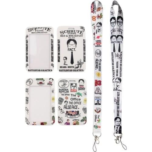 24pcs/lot MD292 DMLSKY Cartoon Office TV Show Necklack Lanyard Key Strap Multifunction Phone Decoration With Card Holder Cover