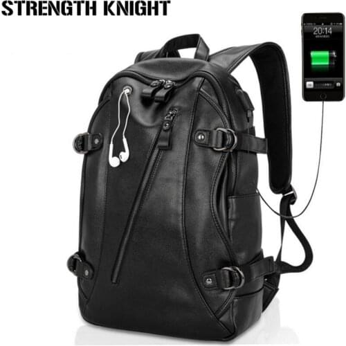 Laptop Backpack External USB Charge Computer Backpacks Fashion Male Mochila Leisure Travel Leather backpack anti thief