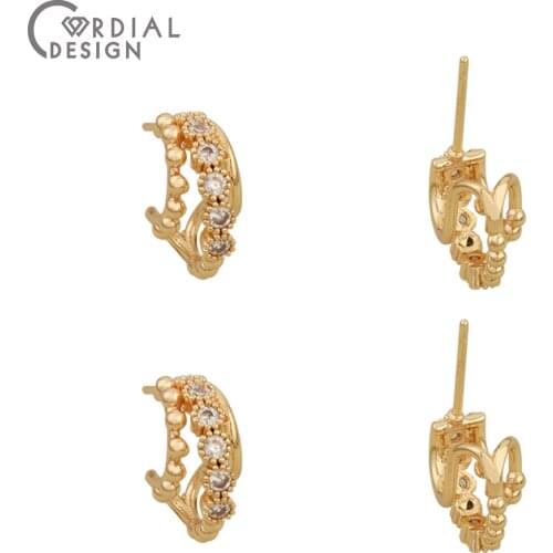 Cordial Design 20Pcs 7*14MM Jewelry Accessories/Hand Made/Genuine Gold Plating/DIY/CZ Earrings Stud/Jewelry Findings & Component