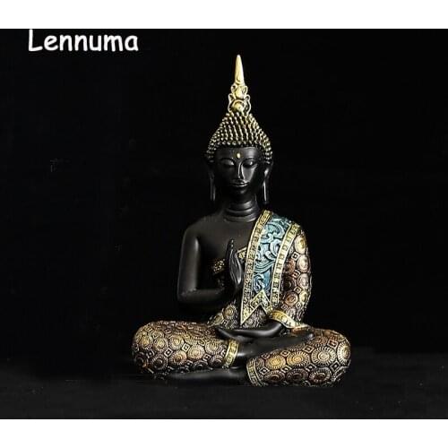 Lennuoma Buddha Statue Thailand Home Sculpture Resin Handmade Buddhism India Fengshui Figurine Meditation Home Decorative Craft