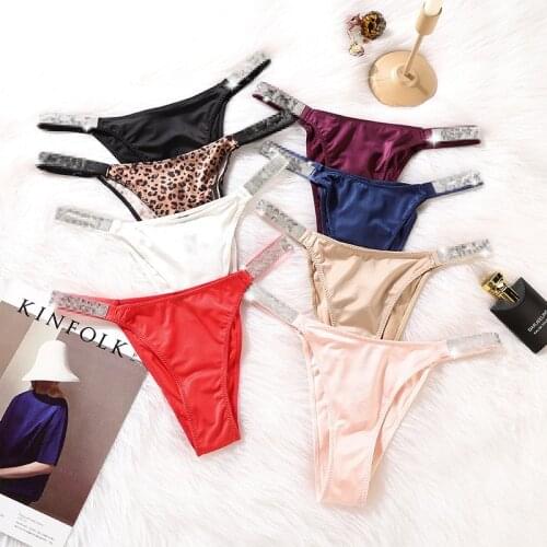 Women panties Sexy Thong pink letter V/-S Rhinestones belt G-string Fashion low-rise tanga Shorts Briefs T-back string underwea