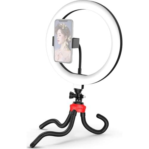 LED Ring Light 10" LED Photography Light Set with Octopus Tripod BT Remote Control 3 Color Light Dimming for Selfie Live Stream