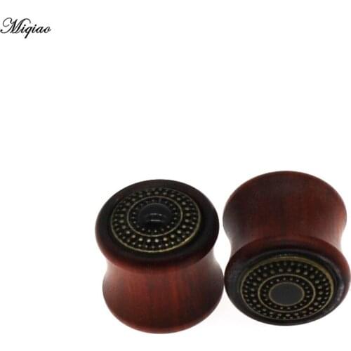 Miqiao 1 Pair Red Sandalwood Ear Plugs Tunnels Piercing Body Jewelry Earring Expanders Stretchers 8-25mm
