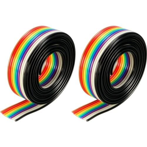 UXCELL 2pcs 1Meter Long 1.3mm Wire Dia 10Pins Jumper Wire Ribbon Flat Cable 1.27mm Pitch Copper Wire Ribbon Wire Rainbow Color