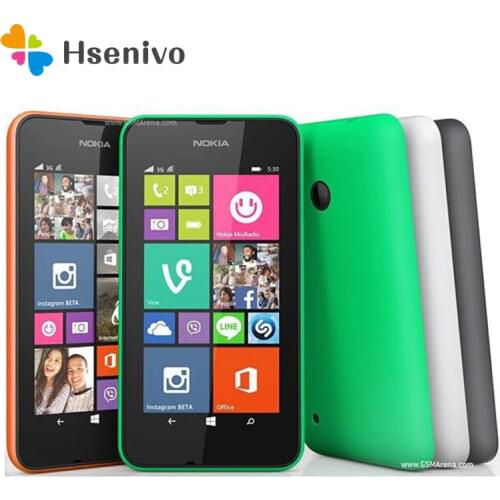 Nokia Lumia 530 Original Windows Phone 8.1 4.0" Quad Core Dual SIM 4GB ROM 5MP Camera 3G WCDMA Wifi GPS refurbished