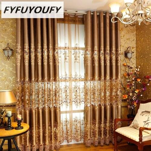 High precision Embroidery European Kitchen Curtain Cloth Tulle Luxury Villa Curtains for Living Room High-End Window Drapes