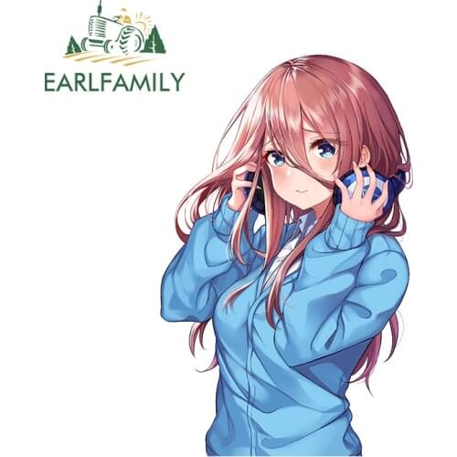 EARLFAMILY 13cm x 8.4cm for Miku Nakano Funny Car Stickers Truck Decal Occlusion Scratch Waterproof Laptop Car Door Protector