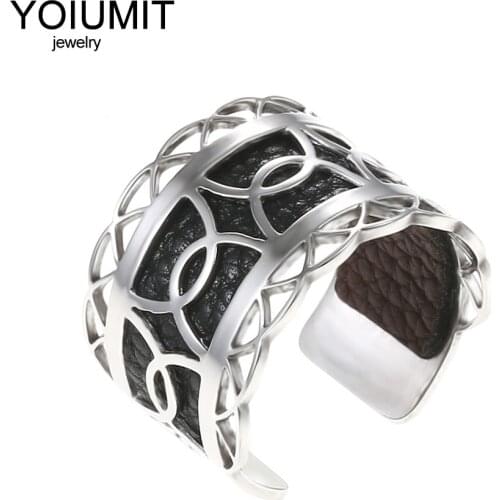 Cremo Argent Adjustable Rings For Women Finger Jewelry Stainless Steel Argent Rings Interchangeable Leather Female Birthday Gift