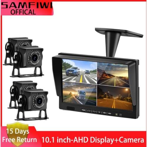 10 inch AHD 4ch Recorder DVR Car Monitor Vehicle Truck Night Vision Rear View Camera Security Surveillance Split Screen Quad