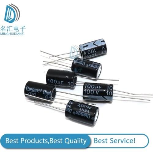 10PCS 100V100UF 10*17mm 100V 100UF 10x17mm Aluminum Electrolytic Capacitors DIP