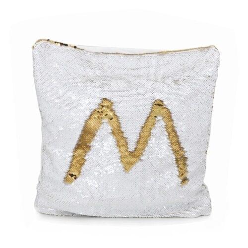 10pcs sublimation gold & white Sequin Cushion Cover blank heat press transfer pillow cover Shining Pillow case