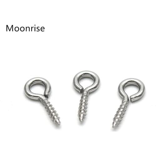 Small Screw Eyes Stainless Steel Eye Screw Hooks Self Tapping Screws Hook Ring Eyelet Hooks 100 Pcs