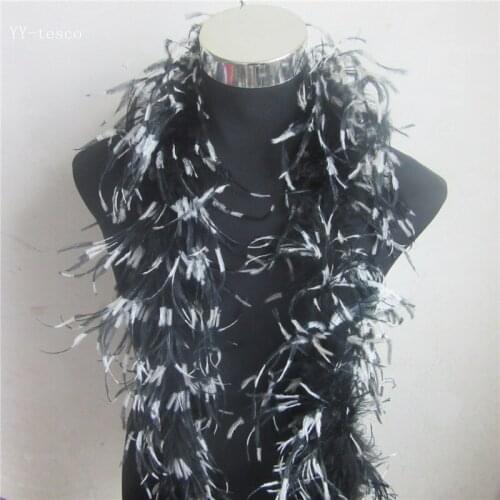 20 Meter black and white ostrich feather boa skirt Costumes Trim for Party/Costume/Shawl/Craft feather Boa wedding decorations