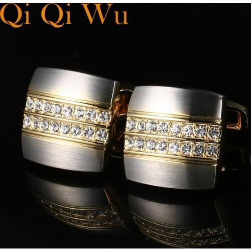 Brand Luxury French Shirt Cufflinks For Crystal Square Mens Cufflink Wedding Jewelry High Quality Luxury Free Shipping
