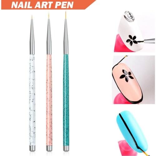 3PCS Professional Gel Nail Brushes 3 Sizes Nail Art Brush Pens Dotting Drawing UV Gel Liner Polish Paint Brush Tool Set