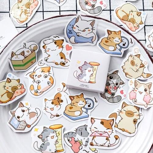 45 Pcs/box Cute Cat Stickers Scrapbooking Diary Decorative Stickers Kawaii Stationery Stickers Journal Stickers School Supplies