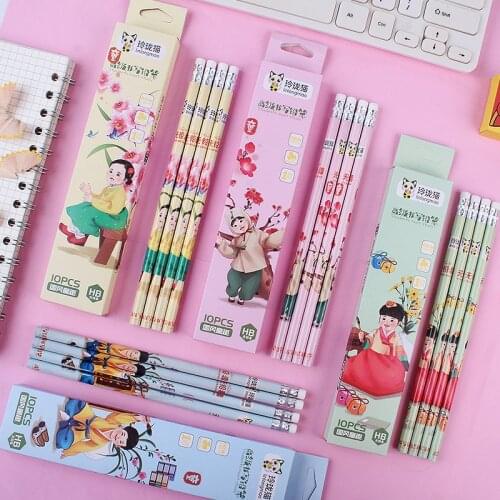 6/10Pcs/Set Cute Kawaii Cartoon Pencil HB Sketch Items Drawing Stationery Student School Office Supplies for Kids Gift