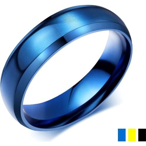 6mm Blue Black Gold Color Ring 316l Stainless Steel Party Cool Jewelry For Men Women Simple Matte Couple Ring Big Size 14