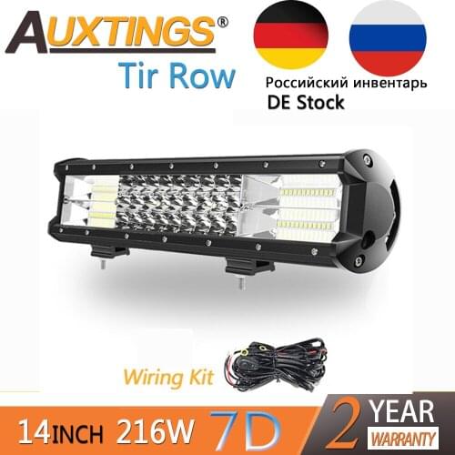 Auxtings 14inch 216w double rows movable bracket IP67 waterproof high power high lumens 7D LED light bar offroad