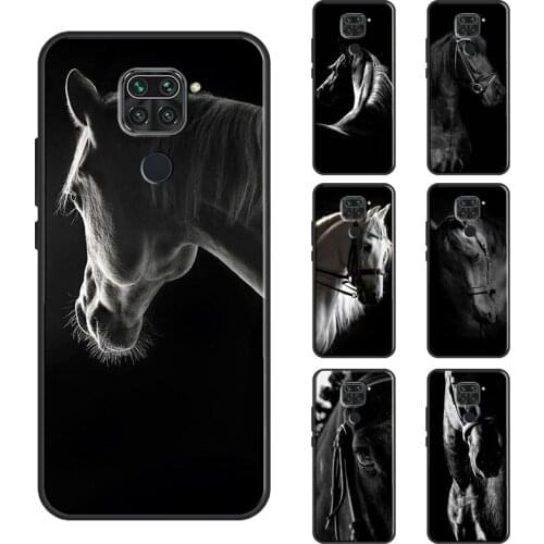 Black White Horse Case For Xiaomi Redmi Note 10 Pro Note 9 Pro 7 8 9S 8T Cover For Redmi 9T 9A 9C K40 7A 8A