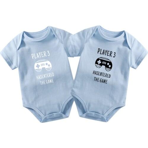 Player 3 Has Entered The Game Baby Clothes Summer Cotton Newborn Baby Boys Girls Infant Toddler Jumpsuits Onesie for 0-24 Months