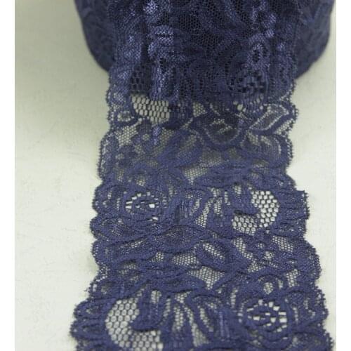 E29(1) stretch elastic lace tirm sewing craft /clothes/Apparel accessories gray 36 yards 87mm width ink blue