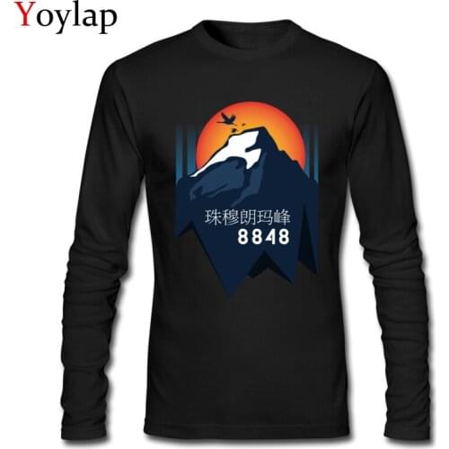Mount Everest Sunset 2017 Cool Mens T Shirt Quality Cotton Long Sleeve Tops Clothing Personalized Mens Tees