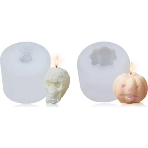 Halloween Silicone Mold Creative Skull Pumpkin Candle Mold DIY Handmade Soap Cream Mold Halloween Cake Decoration Tool