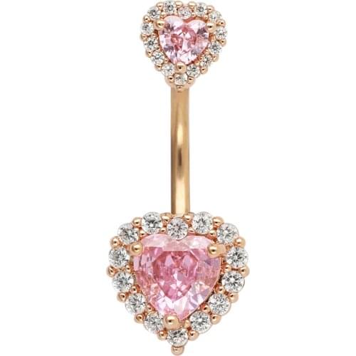 JHJT 14G 316L Surgical Steel Navel Belly Button Rings Heart Barbell Nombril Ombligo Navel Ring Bar Piercing Women Belly Jewelry