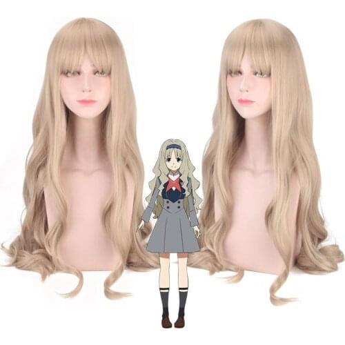 Kokoro Wig DARLING in the FRANXX 556 Cosplay Wig women 80cm Long Wavy Light Brown linen Synthetic Hair Cosplay Wigs +wig cap