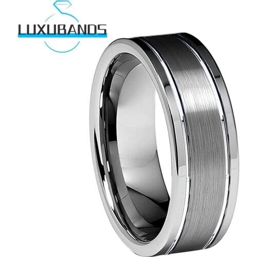 Tungsten Carbide Rings For Men Wemen 8MM Groove Center Brushed Engagement Bands Polished Finished Comfort Fit