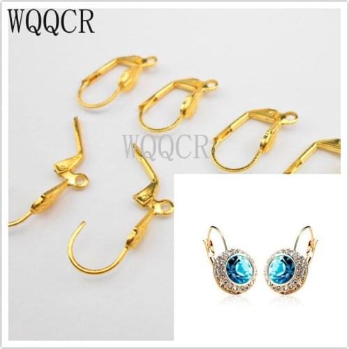 50 PCS 10x20MM 18K Gold DIY French Square Carving Earring Hooks Wire Settings Base Hoops Earrings Accessories For Jewelry Making
