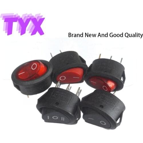 5pcs KCD1 Mini Round Rocker Switch 25*16.5mm 2/3Pin 6A/250VAC Power Button Switch With Light Electric Kettle Power Switch