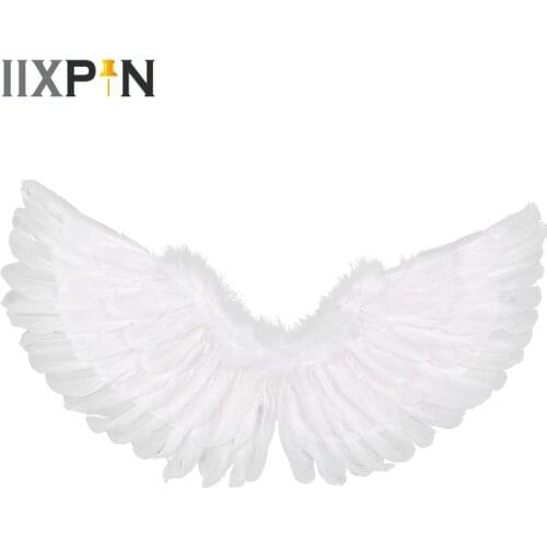 IIXPIN Kids Cosplay Angel Wings White Feather Wings Dance Party Costume Masquerade Carnival Holiday Photo Photography Props Wing