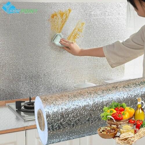 Kitchen Waterproof Mouldproof Wallpaper Self-Adhesive Aluminum Foil Fireproof High-Temperature Cooktop Cabinet Oil-Proof Sticker