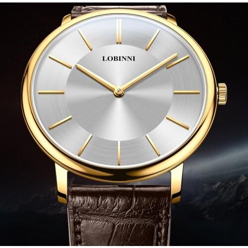 New Switzerland Luxury Brand LOBINNI Womens Watches 6 mm Ultra-thin Quartz Watch Women Sapphire Waterproof Couples Clock L3013W