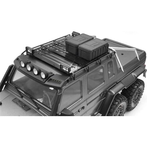 Metal Roof Rack Luggage Carrier with LED Searchlight for 1:10 TRAXXAS TRX6 G63/TRX4 G500 RC Crawler Car Parts Accessories