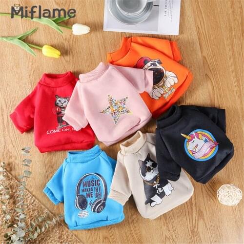 Miflame 2021 Fashion Dog Clothes Cartoon Small Dogs Hoodies For Pets Sweatshirt Outfits Pomeranian Bichon Winter Puppy Clothing