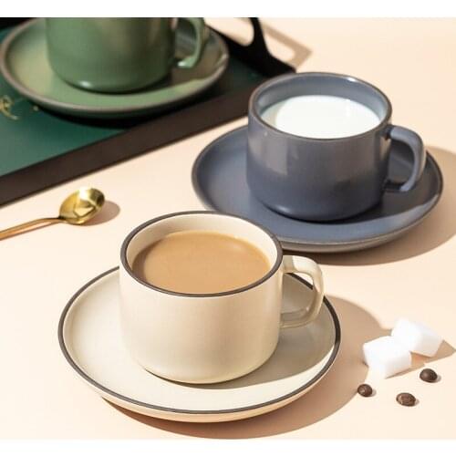 Cute Coffee Mugs and Cups Saucer Ins Nordic Ceramic Cup Set Creative Simple Breakfast Cup Afternoon Tea Cup with Spoon