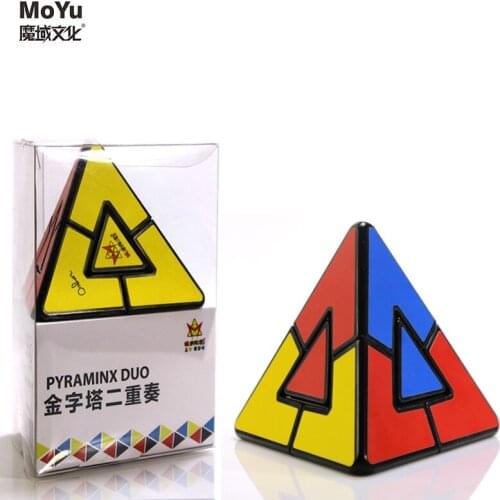 Moyu Double pyramid 2x2 magic cube black sticker 2x2x2 professional speed cubo magico kid educational toy gift