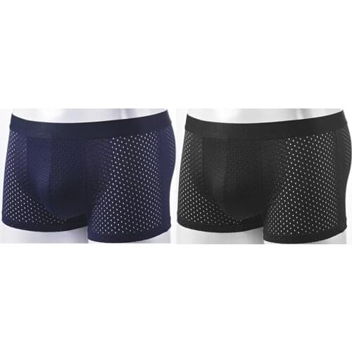 Mens Underwear Mesh Open Rib Color Matching Ice Silk Comfortable Antibacterial Breathable Wholesale And Custom