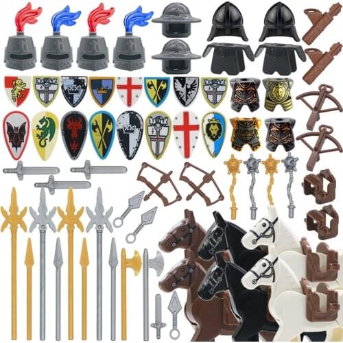 Weapon Sword Medieval Castle Knight Equipment Building Blocks Arrow Horse Saddle Spear Crossbow Spartan Warrior Roman Bricks Toy