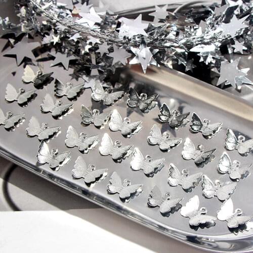 50Pcs Butterfly Charms 2Color Metal Cute Animal Inect Pendant Jewelry Accessories Wholesale DIY Handmade Earring Necklace Crafts