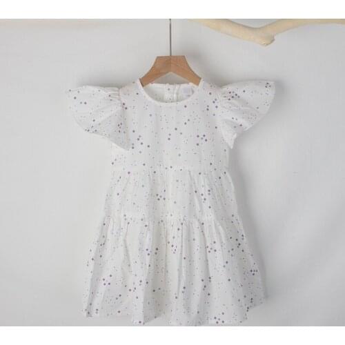 Baby Girls Casual Dresses New Fashion Polka Dot Costumes Children Ruffles Flare Sleeve Vestidos Kids Clothes For 4-8 Years Old