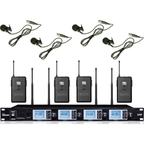 Bolymic Professional microphone system 4 Channels UHF PLL Wireless lapel microphone microfone for teacher karaoke school meeting