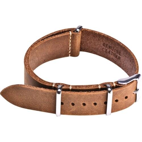 BEAFIRY Nato Watch Band 18mm 20mm 22mm Calfskin Leather Strap Watchband for Men Women huawei samsung Black Blue Red tan green