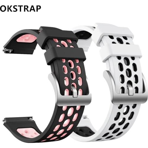 Suitable for HUAWEI Watch GT2E Two-Color Round Hole Replacement Belt Silicone Strap Mesh Wristband Sports Watchband