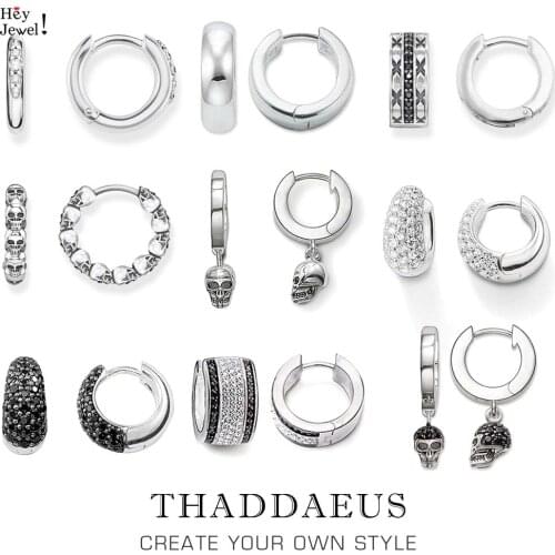 Hinged Hoop Earrings Skull,2017 Brand New Gift In 925 Sterling Silver,Europe Style Trendy Fashion Good Jewerly For Women Men